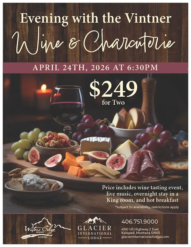 Wine and dining experience at Glacier International Lodge featuring Jagz Restaurant dining credit and Montana hospitality - book direct for exclusive access