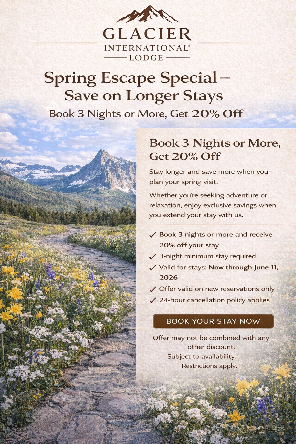 Spring escape special offer for lodging in Glacier National Park